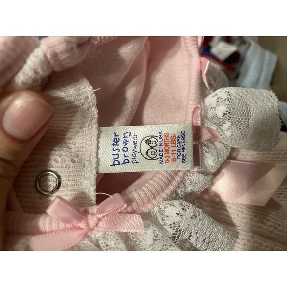 Vtg Buster Brown Baby Girl One Piece Outfit Pink Lace‎ Size 0-3 Months - Picture 6 of 6